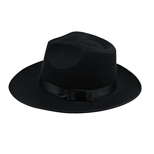 Zantec Sombrero Fedora de Fieltro de Lana Unisex Sombrero Ancho de Jazz de Fedora de ala Ancha para Hombre de 58-60 cm