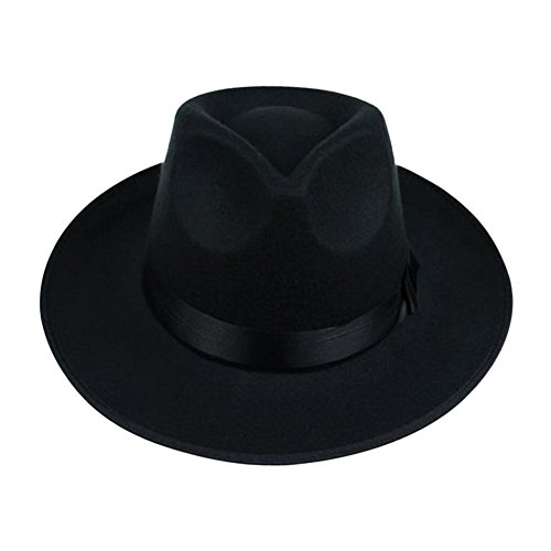 Zantec Sombrero Fedora de Fieltro de Lana Unisex Sombrero Ancho de Jazz de Fedora de ala Ancha para Hombre de 58-60 cm