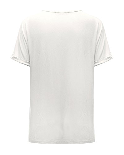 ZANZEA Camisetas Mujer Manga Corta Holgada Top Tallas Grandes Baratas Cuello V Casual Blusa Suelta T Shirt 01-Blanco XXL
