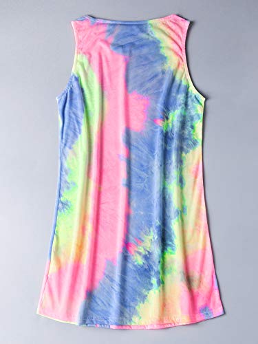 ZANZEA Chaleco sin Mangas de Verano para Mujer Mini Vestido Gradiente Slim Tank Tops Playa Camiseta Vestidos 01-Vistoso EU 50