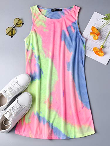 ZANZEA Chaleco sin Mangas de Verano para Mujer Mini Vestido Gradiente Slim Tank Tops Playa Camiseta Vestidos 01-Vistoso EU 50