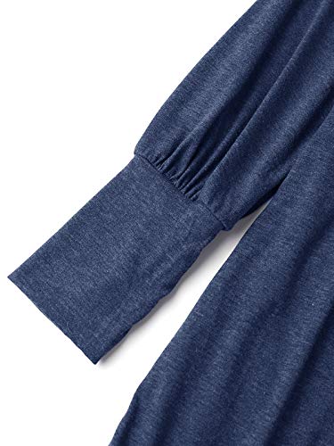 ZANZEA Jerseys de Punto Mujer Largos Cuello V Manga Larga Otoño Vestidos Sudadera Casual Tallas Grandes Suéter Suelta Azul XXL