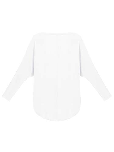 ZANZEA Mujer Camiseta Manga Larga Jersey Manga Murciélago Sexy Suéter Suelta Irregular Sudadera Casual 01-Blanco 5XL