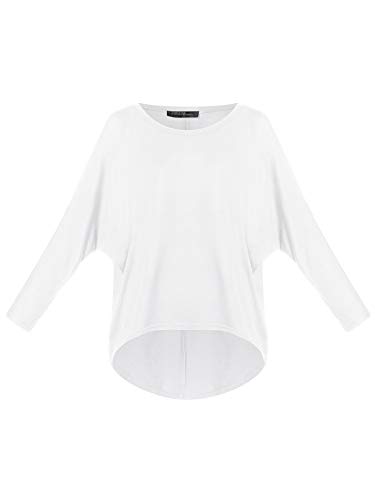 ZANZEA Mujer Camiseta Manga Larga Jersey Manga Murciélago Sexy Suéter Suelta Irregular Sudadera Casual 01-Blanco 5XL