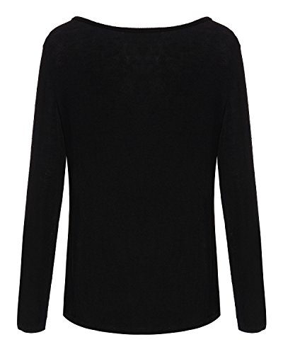 ZANZEA Mujer Camisetas Holgada Cardigan Manga Larga Suelta Blusa Jersey Pullover Casual Tops Negro L