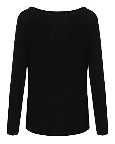 ZANZEA Mujer Camisetas Holgada Cardigan Manga Larga Suelta Blusa Jersey Pullover Casual Tops Negro XL