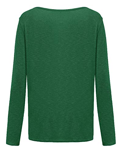 ZANZEA Mujer Camisetas Holgada Cardigan Manga Larga Suelta Blusa Jersey Pullover Casual Tops Verde Hierba S