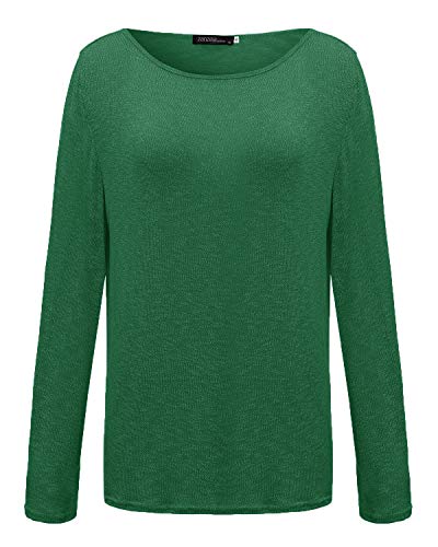 ZANZEA Mujer Camisetas Holgada Cardigan Manga Larga Suelta Blusa Jersey Pullover Casual Tops Verde Hierba S
