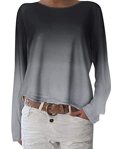 ZANZEA Mujer Camisetas Mangas Largas Talla Grande Cuello Redondo Jersey Estampado Floral Túnica Tops Blusa W-Flores 10 L