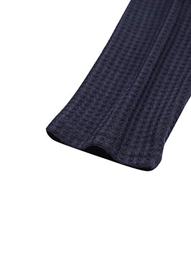 Zanzea Mujer Camisetas Tallas Grandes Blusa Irregular Cuello V Manga Larga Color Sólido Casual Tops Jersey de Punto 02-Azul Oscuro XL