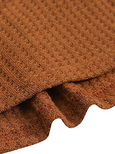 Zanzea Mujer Camisetas Tallas Grandes Blusa Irregular Cuello V Manga Larga Color Sólido Casual Tops Jersey de Punto 02-Marrón Claro M