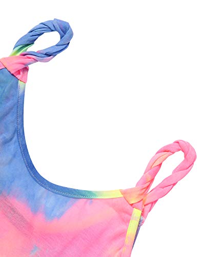 ZANZEA Mujer Mini Vestidos Sin Mangas con Cuello Redondo Chaleco Playa Camiseta Larga 001-colorido 2 L