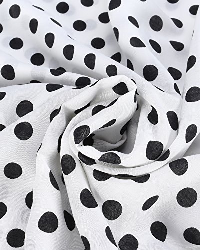 ZANZEA Mujeres Elegante Bohemio Algodón Casual Vestido Suelto Largo Playa Lunares Cuello V sin Mangas Blanco EU 36