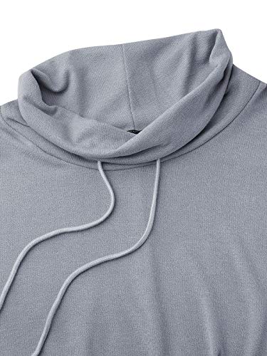 ZANZEA Mujeres Sudaderas Cuello Alto Batwing Manga Larga Irregular Baggy Túnica Blusa Pullover Tops Jersey X-Gris Cuello Alto S