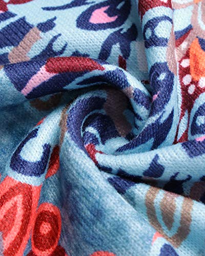 ZANZEA Vestidos Sudadera Mujer Impresión Cuello V Manga Larga Otoño Jerseys de Punto Largos Casual Tallas Grandes Suéter Suelta Floral 1 M