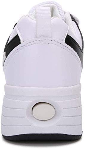 Zapatillas con Ruedas Zapatos De Patinaje sobre Ruedas Zapatos De Polea Patinaje Técnico Retráctil Deporte para Niños Niñas Zapatos De Ruedas Zapatillas De Deporte Al Aire Libre Zapatillas,White-40