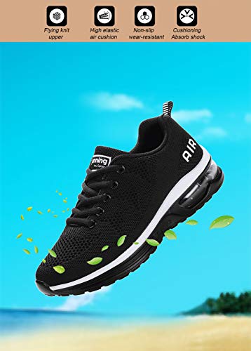 Zapatillas de Deporte Hombre Mujer Running Bambas Ligero Zapatos para Correr Respirable Calzado Deportivo Andar Crossfit Sneakers Gimnasio Moda Casuales Fitness Outdoor Blackwhite01 39