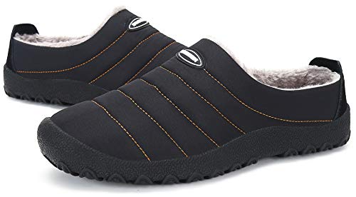 Zapatillas de Estar por Casa Mujer Hombre, Invierno Zapatos de Casa con Forro de Piel - Cálidas y Cómodas - con Suela Antideslizante para Exterior e Interior,Negro 44