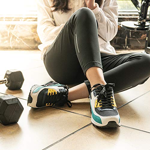 Zapatillas de Running para Hombre Mujer Ligero Correr Air Atléticos Sneakers Comodos Fitness Deportes Calzado Verde 42