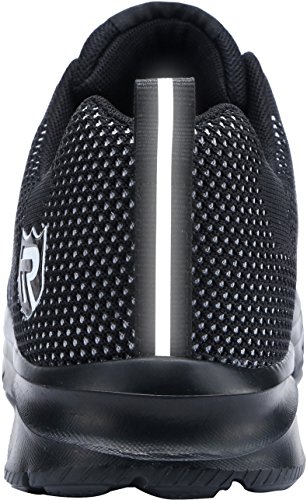 Zapatillas de Seguridad Mujer/Hombre DY-112, Zapatos de Trabajo con Punta de Acero Ultra Liviano Suave y cómodo Transpirable, Negro Blanco, 43 EU