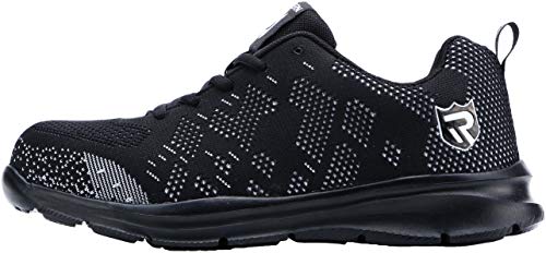 Zapatillas de Seguridad Mujer/Hombre DY-112, Zapatos de Trabajo con Punta de Acero Ultra Liviano Suave y cómodo Transpirable, Negro Blanco, 44 EU