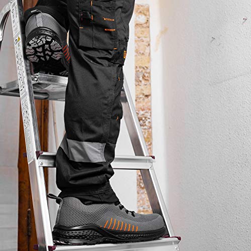 Zapatos de Seguridad para Hombres Flynit no Libres de Metal S1P SRC Ultraligero Puntera de Compuesto Kevlar Suela Intermedia 2222 Black Hammer (42 EU)