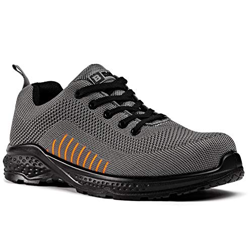 Zapatos de Seguridad para Hombres Flynit no Libres de Metal S1P SRC Ultraligero Puntera de Compuesto Kevlar Suela Intermedia 2222 Black Hammer (42 EU)