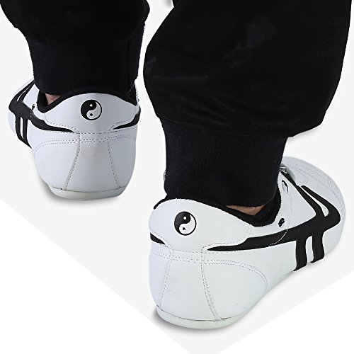 Zapatos de Taekwondo, Zapatos Antideslizantes de Artes Marciales, Artes Marciales Zapatilla de Deporte de Boxeo Karate Kung Fu Zapatos de Tai Chi de Rayas Negras Ligeros para Hombres Mujeres Niños(42)
