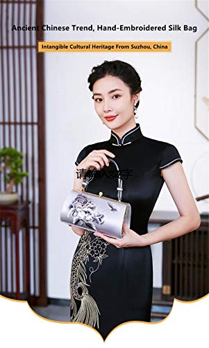 ZARA - Bolso de seda hecho a mano, estilo chino antiguo, patrimonio cultural inmaterial Suzhou, bolso hecho a mano de seda, bolsos de moda Slik para mujeres/señora/niña