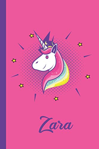 Zara: Cute Unicorn Personalized Name Journal gift for Zara | 110 pages College Ruled Notebook Journal & Diary for Writing & Note Taking for Girls ...