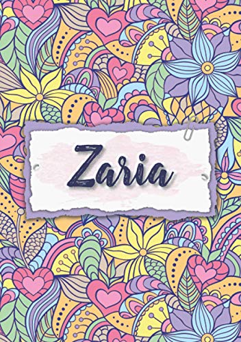 Zaria: Notebook A5 | Personalized name Zaria | Birthday gift for women, girl, mom, sister, daughter ... | Design : floral | 120 lined pages journal, small size A5 (5.83 x 8.27 inches)