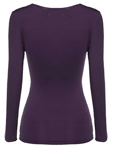 Zeagoo Mujeres Camiseta con Cuello en V Escote Drapeado con los pliegues Tops