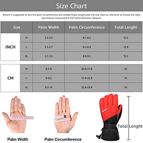 Zeraty Guantes de esquí Manoplas de esquí de Invierno para Hombres y Mujeres - Guantes de Snowboard Impermeables Guante de Pantalla táctil Guantes cálidos para Clima frío para Snowboard, esquí