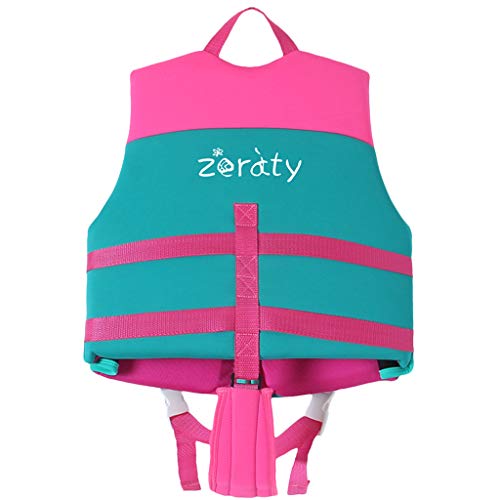 Zeraty Kids Chaleco Ayuda de natación para niños pequeños con Correa de Seguridad Ajustable Edad 1-9 años / 22-50 lbs/Rose