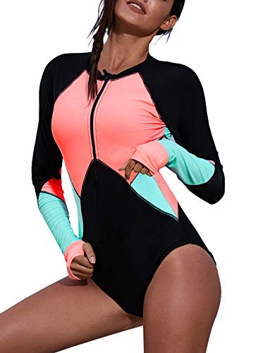 Zereesa Traje de baño para Mujer Traje de baño Deportivo de Surf Tankini Traje de baño con Forma de Figura Traje de Neopreno de una Pieza Traje de Neopreno de una Pieza para Mujer Rashguard de XXL