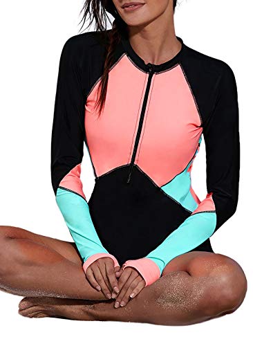 Zereesa Traje de baño para Mujer Traje de baño Deportivo de Surf Tankini Traje de baño con Forma de Figura Traje de Neopreno de una Pieza Traje de Neopreno de una Pieza para Mujer Rashguard de XXL