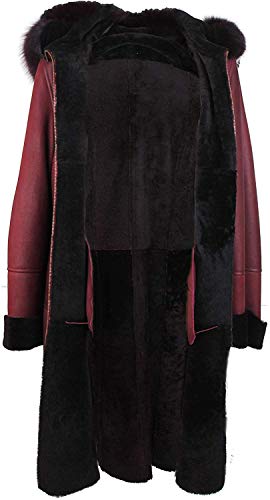 Zerimar Abrigo Mujer Piel Double Face |Chaqueta Mujer| Abrigo Cuero | Abrigo Doble Faz | Abrigo Piel Vuelta | Abrigo Double Face Mujer | Color Granate Talla 48