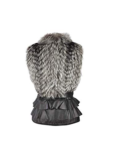 Zerimar Chaleco Piel de Zorro Argente Peletería | Chaleco de Vestir Mujer | Chaleco Mujer sin Mangas | Chaleco Mujer Pelo Natural | Chaleco de Pelo Mujer | Chaqueta sin Mangas Mujer