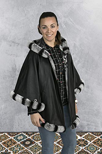 Zerimar Poncho Mujer | Poncho Pelo Rex Mujer | Abrigo Capa Mujer Casual | Poncho Elegante Mujer | Poncho Capa Mujer Pelo | Abrigo Capa Mujer | Poncho Piel Mujer
