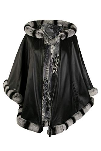 Zerimar Poncho Mujer | Poncho Pelo Rex Mujer | Abrigo Capa Mujer Casual | Poncho Elegante Mujer | Poncho Capa Mujer Pelo | Abrigo Capa Mujer | Poncho Piel Mujer