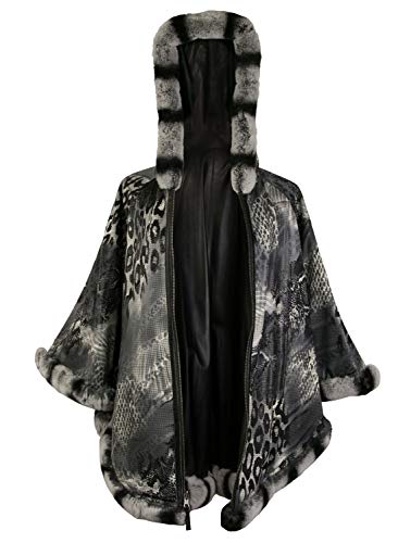 Zerimar Poncho Mujer | Poncho Pelo Rex Mujer | Abrigo Capa Mujer Casual | Poncho Elegante Mujer | Poncho Capa Mujer Pelo | Abrigo Capa Mujer | Poncho Piel Mujer