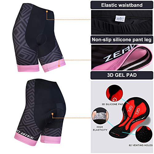 ZEROBIKE Kit de Manga Corta Jersey de Ciclo Bici del Camino para Mujer, Conjunto Ropa Al Aire Libre Transpiración para La Bicicleta(Polvo de Diamant, M)