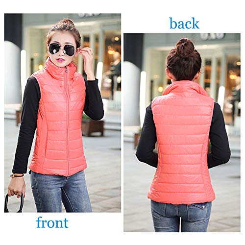 ZEVONDA Chaleco Mujer Acolchado Plumas - Ligero Sin Mangas Acolchados Chaquetas Invierno, Sandía Rojo/EU S = Tag L