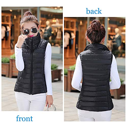 ZEVONDA Chalecos Acolchado Sin Mangas Mujer - Algodón Otoño Invierno Chaleco Casual Capucha Deportivo, Negro/EU L = Tag 2XL