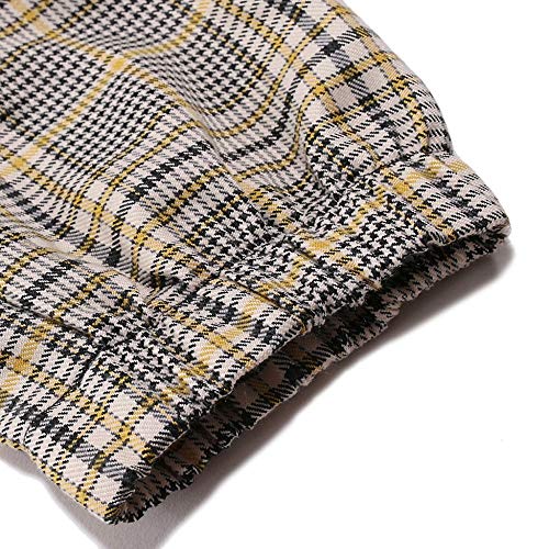 ZEZKT Pantalones a Rayas a Cuadros para Hombre pantalón Largo Deporte Pants Moda Casual Pantalones Largos Estampados para Hombres Color Caqui 181