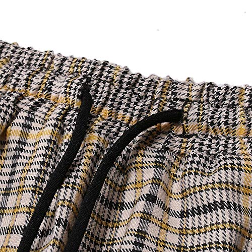 ZEZKT Pantalones a Rayas a Cuadros para Hombre pantalón Largo Deporte Pants Moda Casual Pantalones Largos Estampados para Hombres Color Caqui 181