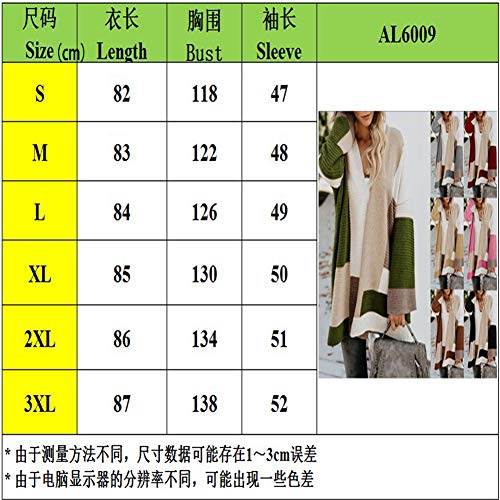 ZFQQ suéter de Mujer de otoño e Invierno Talla Grande cárdigan Suelto a Juego de Colores geométricos