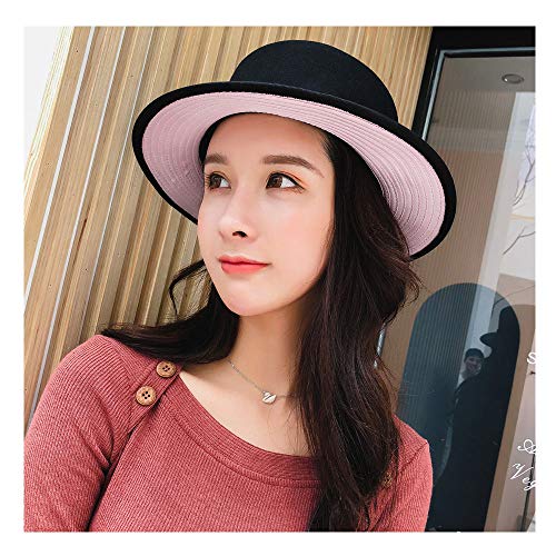 Zhanying Sombreros de Copa Plana Gorros Mujer Sombreros 2018 Mujer Otoño Invierno Sombreros Sombreros Brim Volver Color Patchwork (Color : Rosado, tamaño : 56-58CM)
