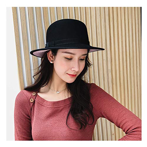 Zhanying Sombreros de Copa Plana Gorros Mujer Sombreros 2018 Mujer Otoño Invierno Sombreros Sombreros Brim Volver Color Patchwork (Color : Rosado, tamaño : 56-58CM)