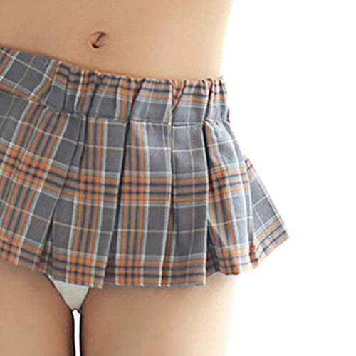 ZHER-LU Mujeres Sexy Super Mini Falda corta a cuadros plisada Lencería Colegialas Ropa de dormir Ropa de dormir